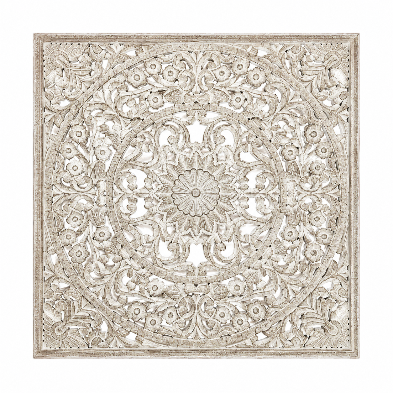 Mandala Hand Carved Wall Décor | Wooden Wall Art, 48 x 48"
