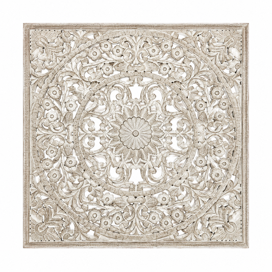 Mandala Hand Carved Wall Décor | Wooden Wall Art, 48 x 48"