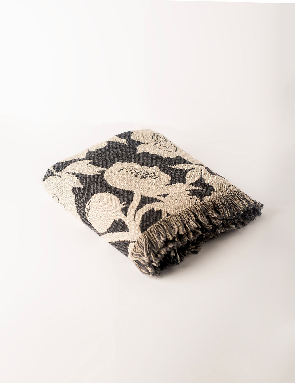 Neutral Floral Jacquard Woven Throw