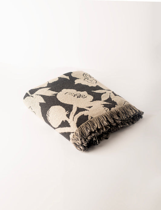 Neutral Floral Jacquard Woven Throw
