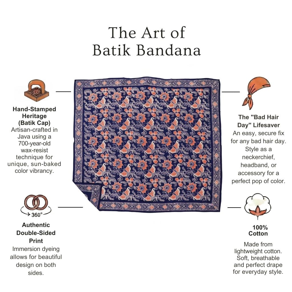 Large 39" Hand Dyed Batik Bandana - Passion Flutter