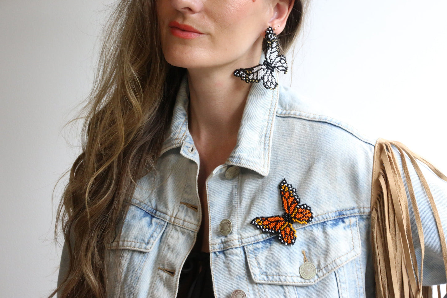 Butterfly White Embera Earrings