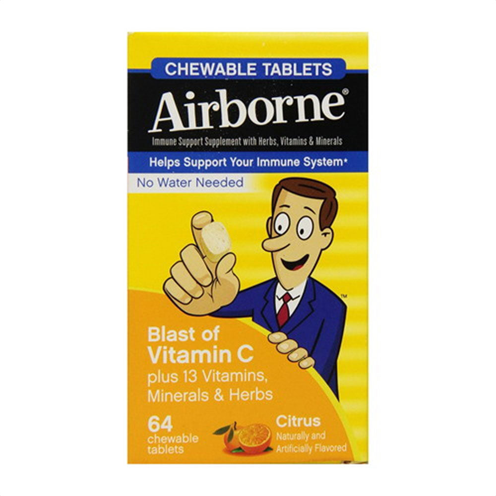 Airborne Vitamin C Immune Support Supplement, Chewable Tablets, Citrus
