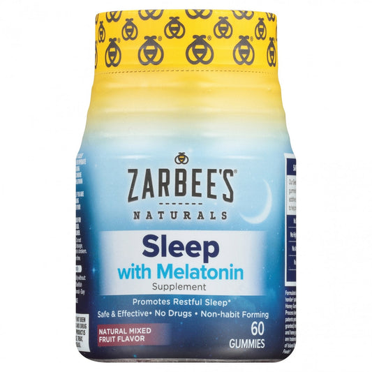 Zarbee's Sleep With Melatonin Supplement Gummies, Natural Mixed Fruit Flavor