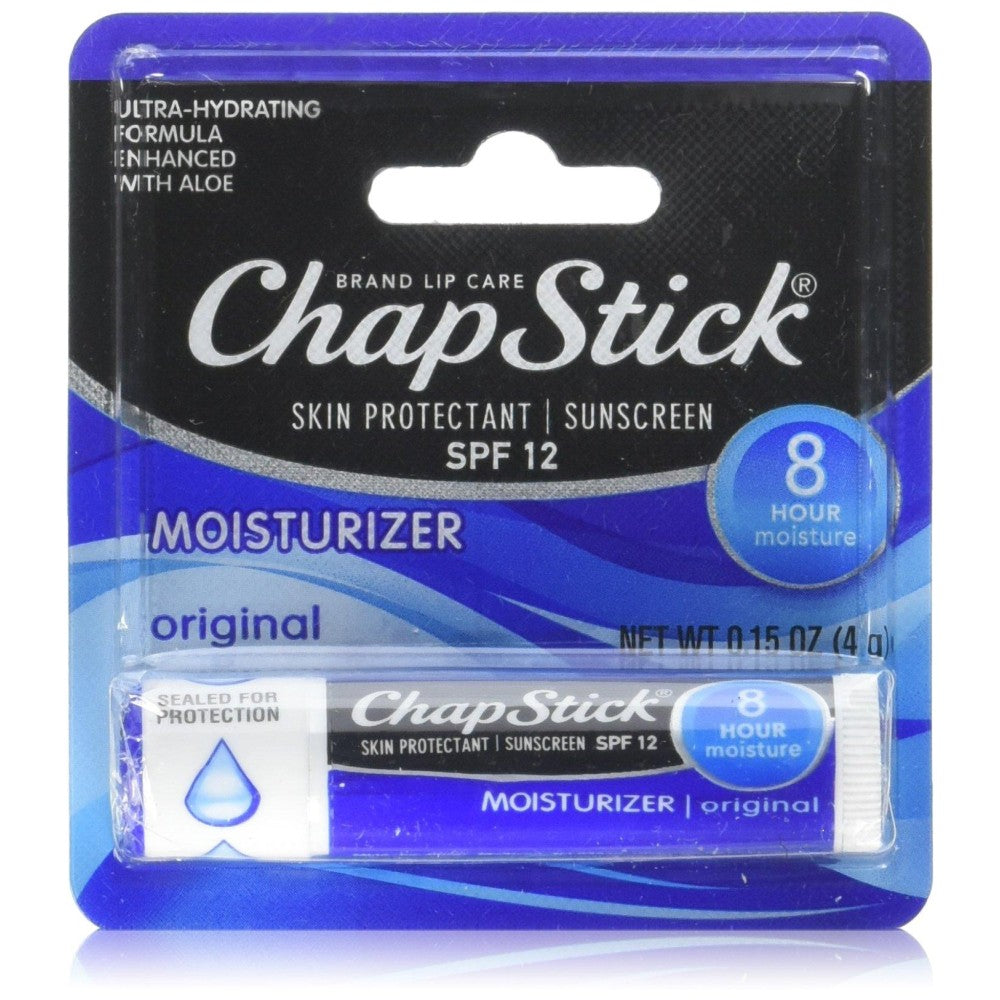 ChapStick Skin Protection Sunscreen SPF 12 Lip Moisturizer, Original, 0.15 Oz