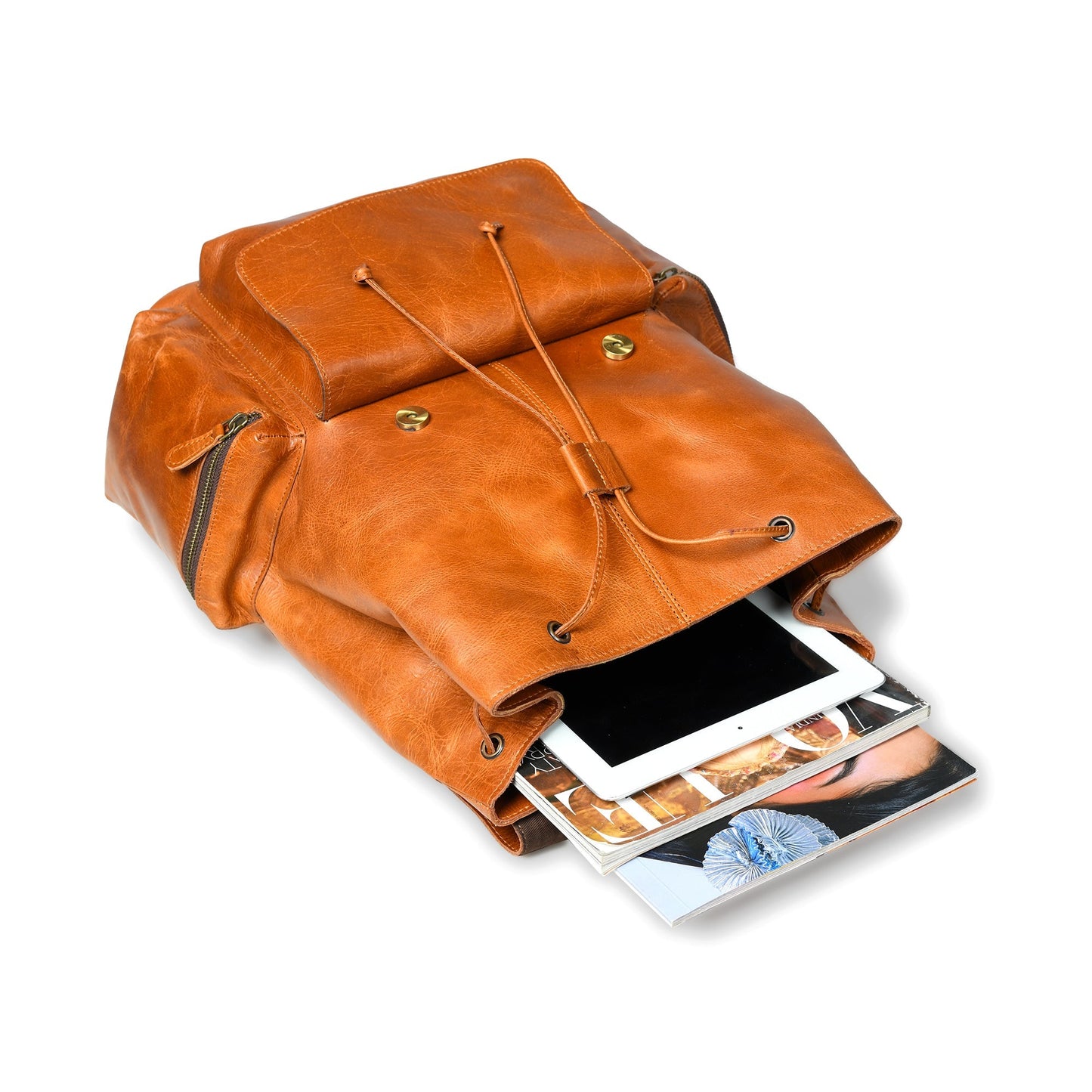 Vortex Leather Backpack: Tan Brown - Osadia Concept Store