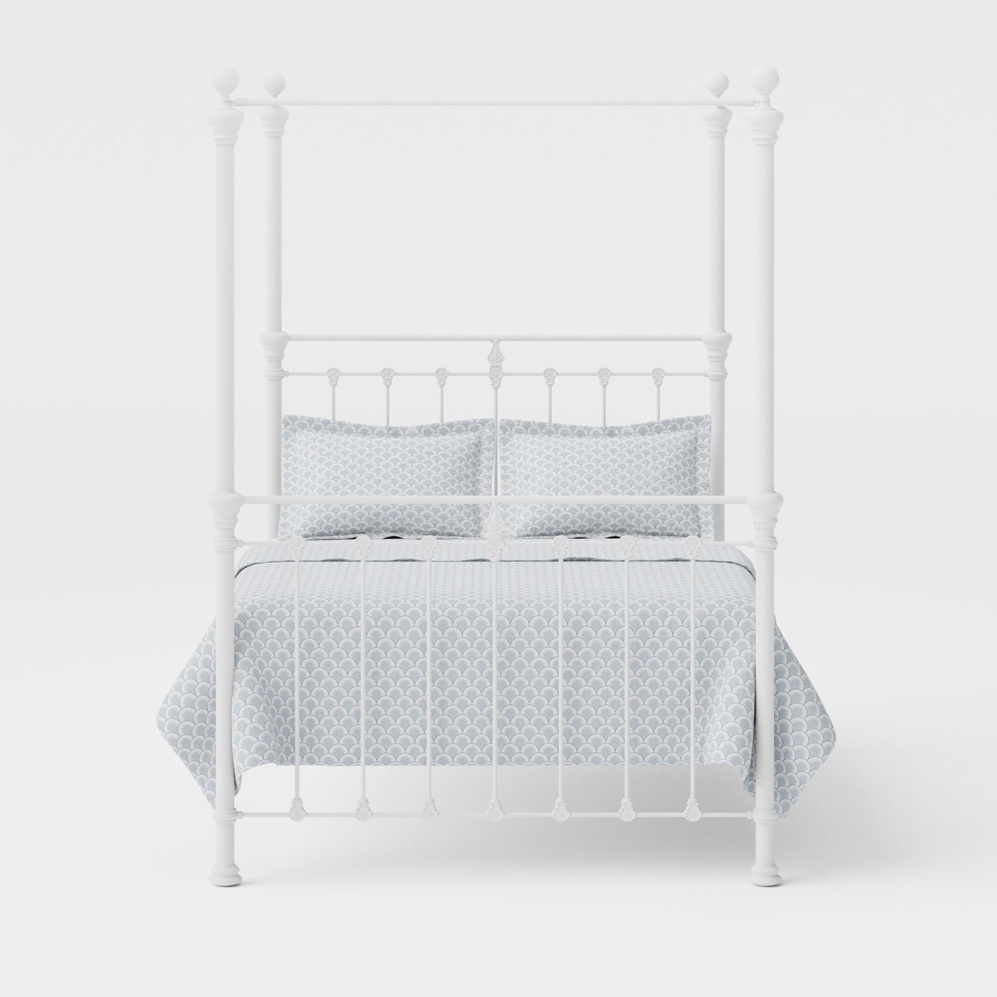 Four Poster Castile Metal Bed Solo Satin White