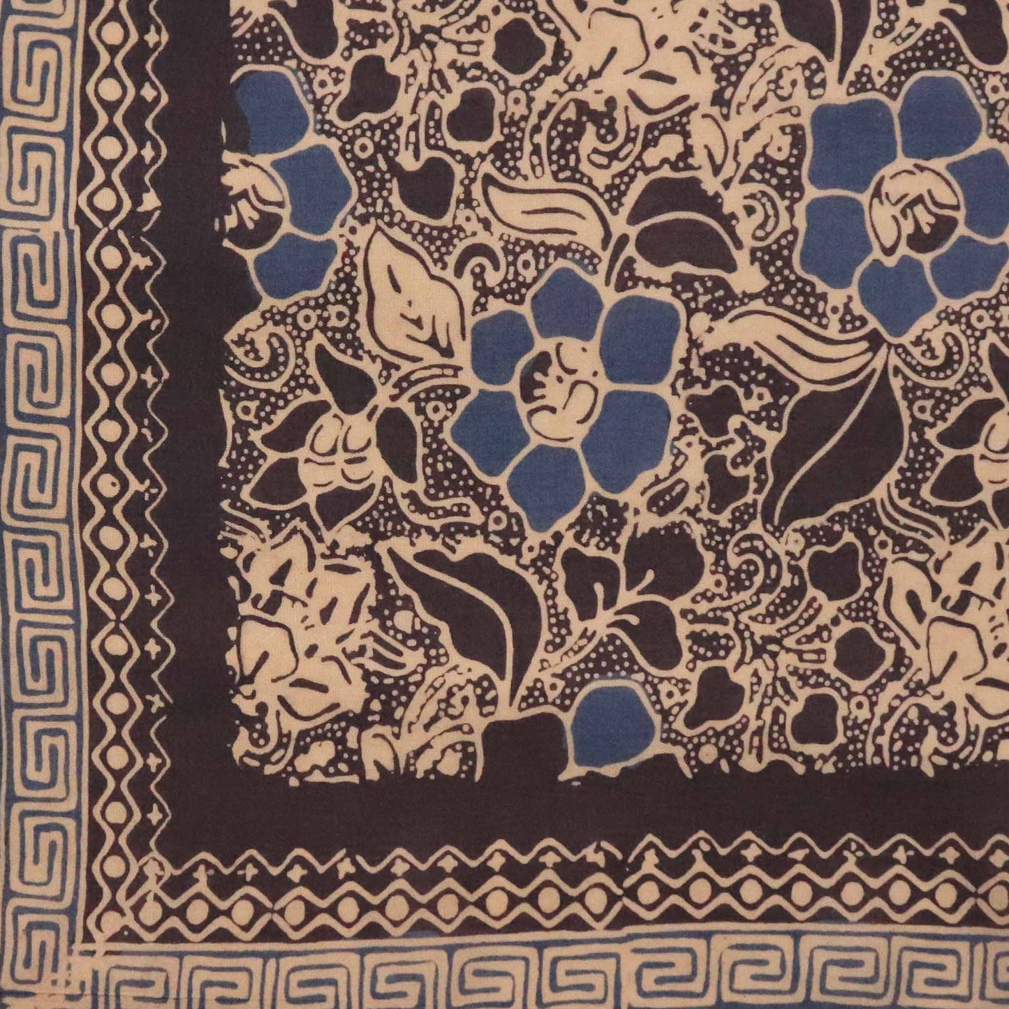Large 39" Hand Dyed Batik Bandana - Spotted Flowers