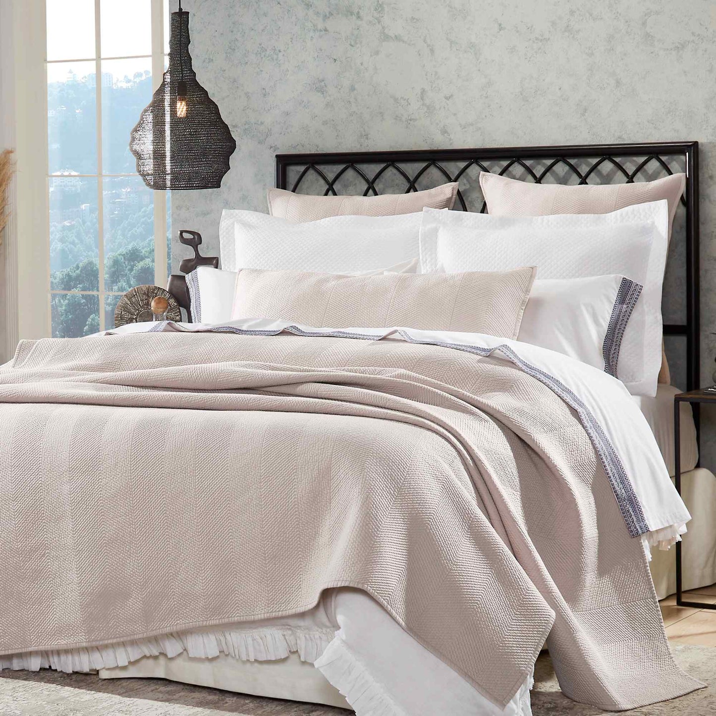 Athena Chevron Quilted Sateen Coverlet - Clearance