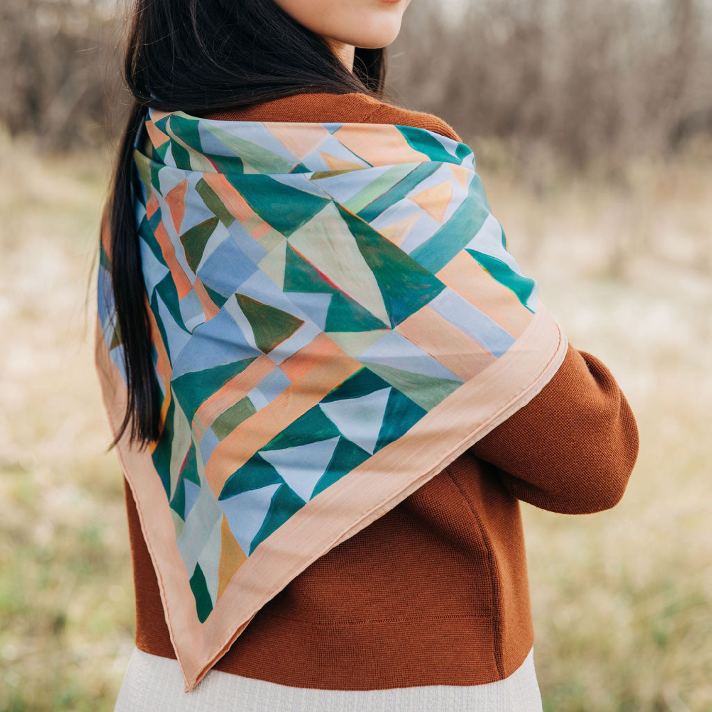 100% Silk Scarf: Prism - Abstract Geometric Pattern