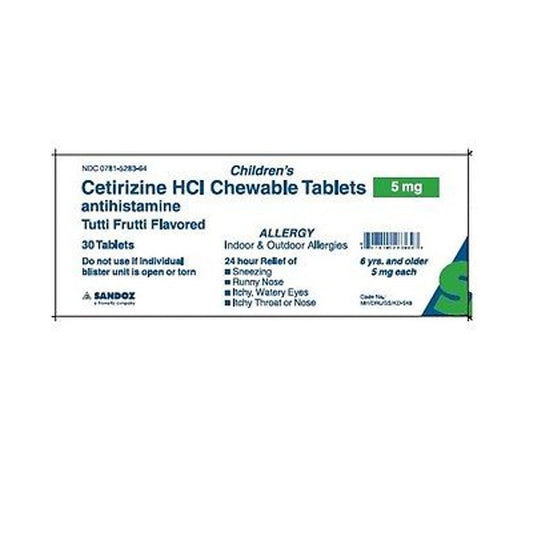 Sandoz Cetirizine Hcl 5 Mg Hydrochloride Chewable