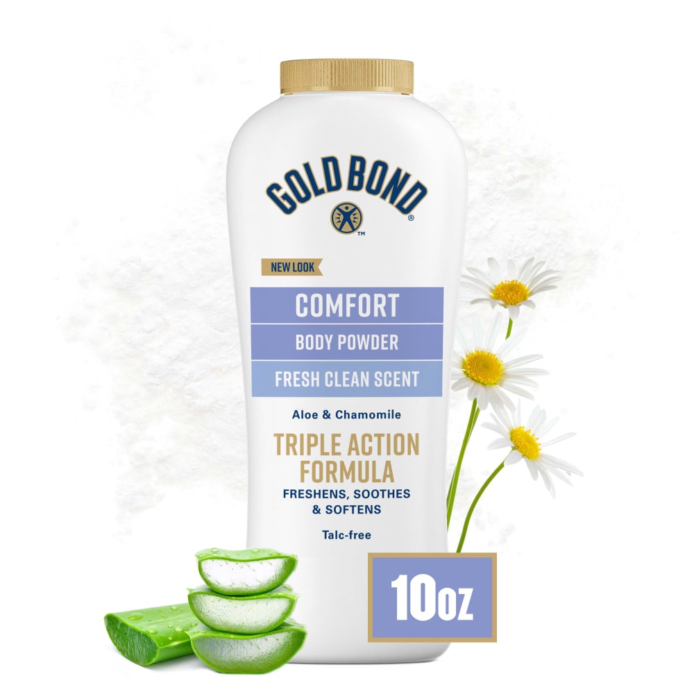 Gold Bond Comfort Body Powder, 10 Oz., Talc-Free, Fresh Clean Scent With Aloe & Chamomile