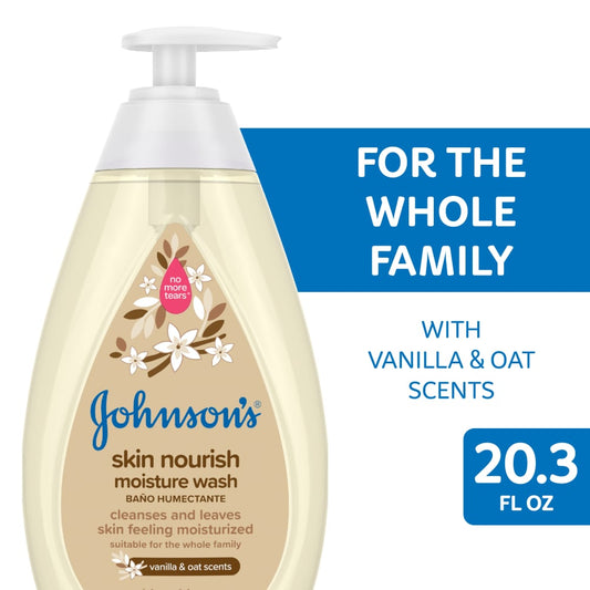 Johnson's Baby Moisture Wash, Skin Nourish, Vanilla & Oat Scents 20.3 Fl Oz