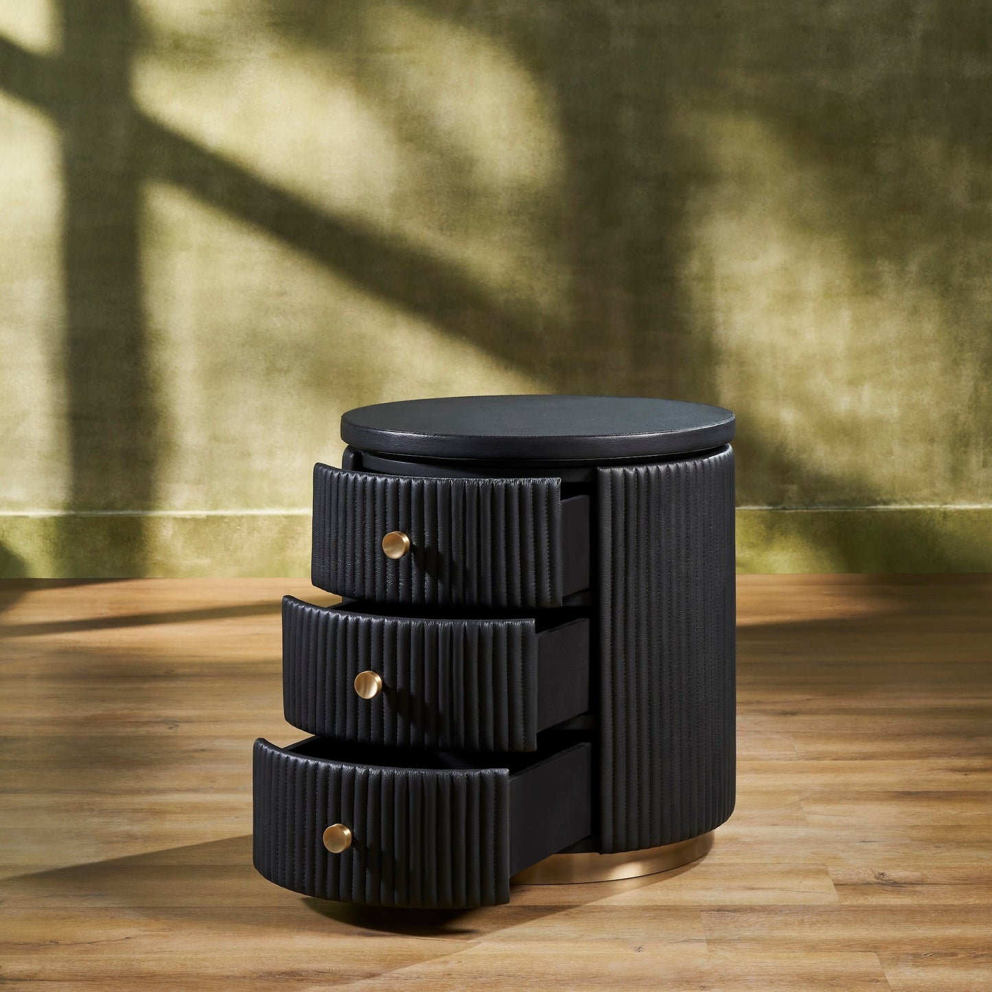 Stanford Round Leather Side Table
