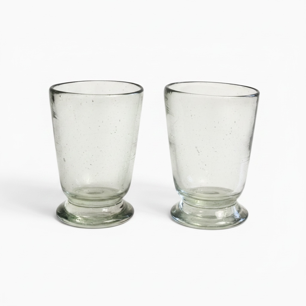 Handblown Footed Glass, Set of 2