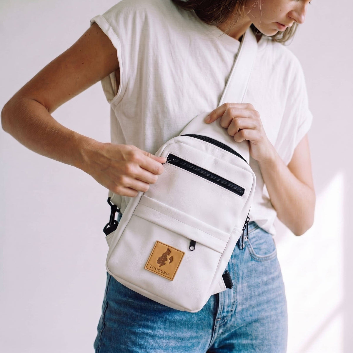 Vegan Leather Crossbody Bag for Women | Umoja Large Sling Bag for Men
