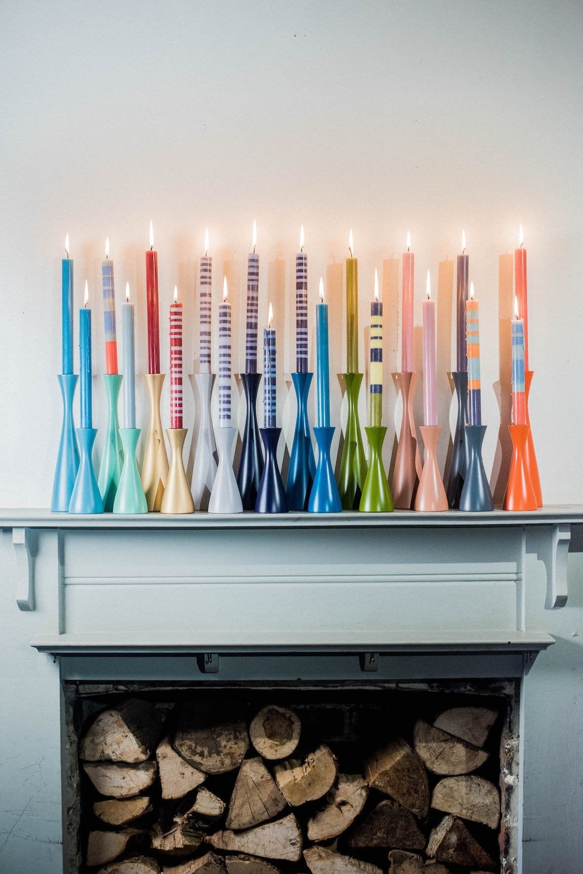 S/3 Mixed Pack of all 3 Stripes Dinner Candles