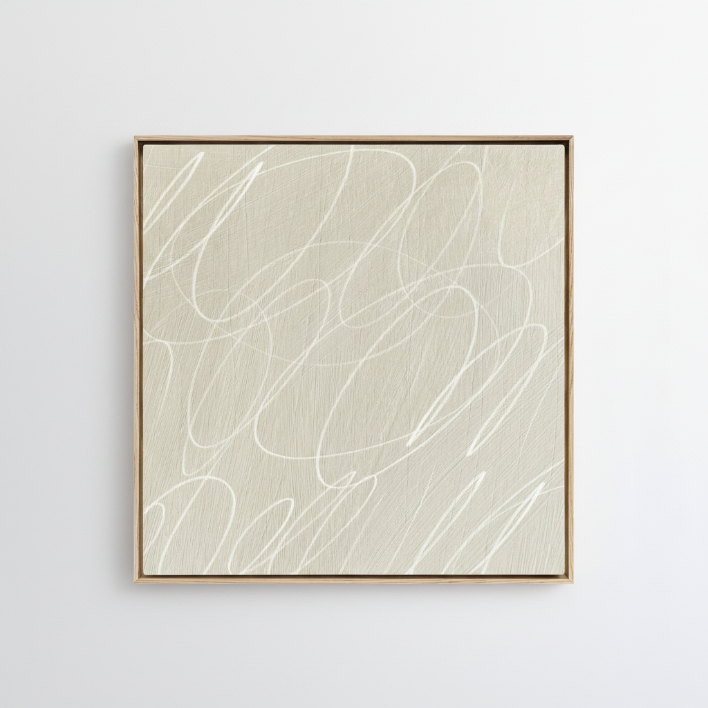 Gestural Marks in Linen by DSCVR Art Framed Square Canvas Wall Art