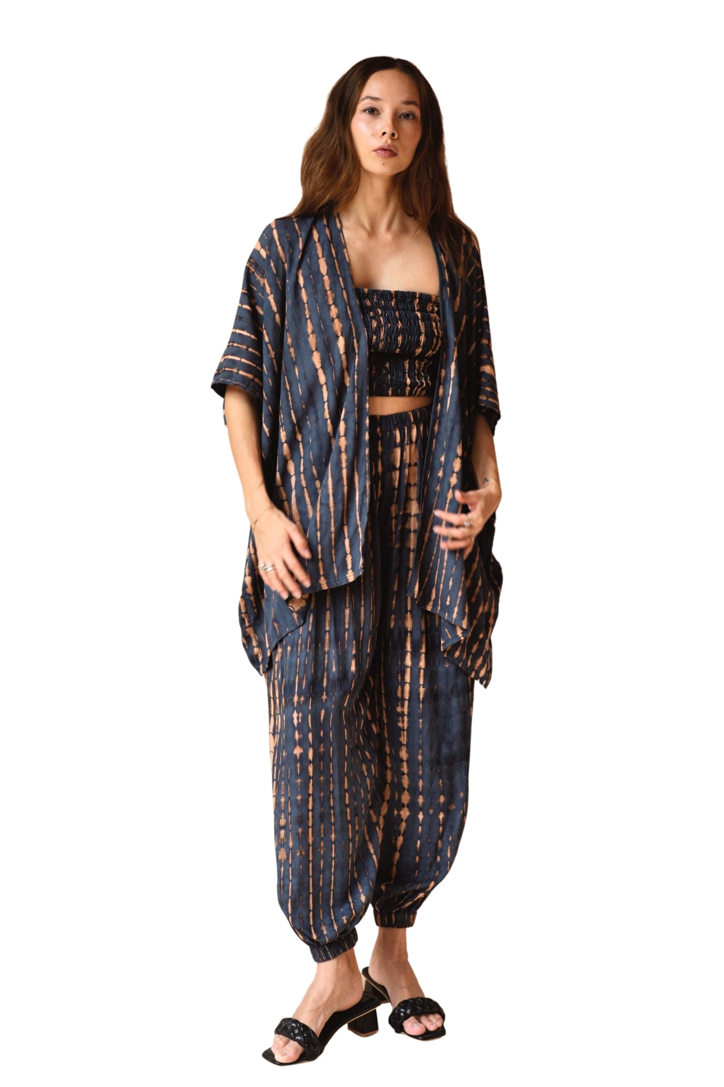Angela Short Kimono Duster in Deep Sea Blue