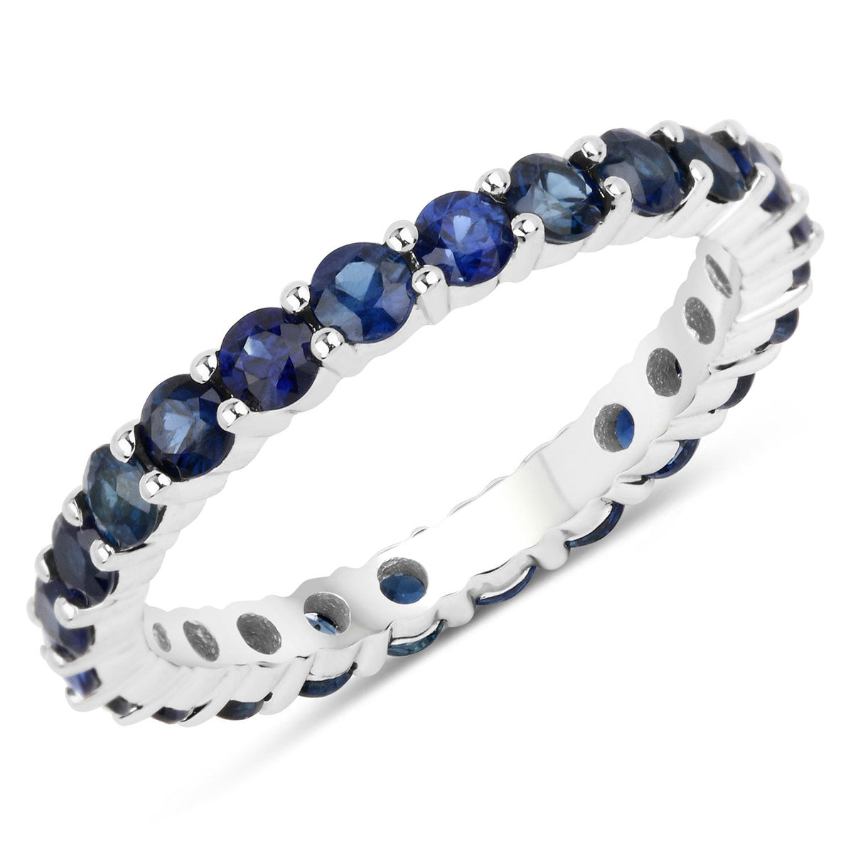 1.63 Carat Genuine Blue Sapphire 14K White Gold Ring