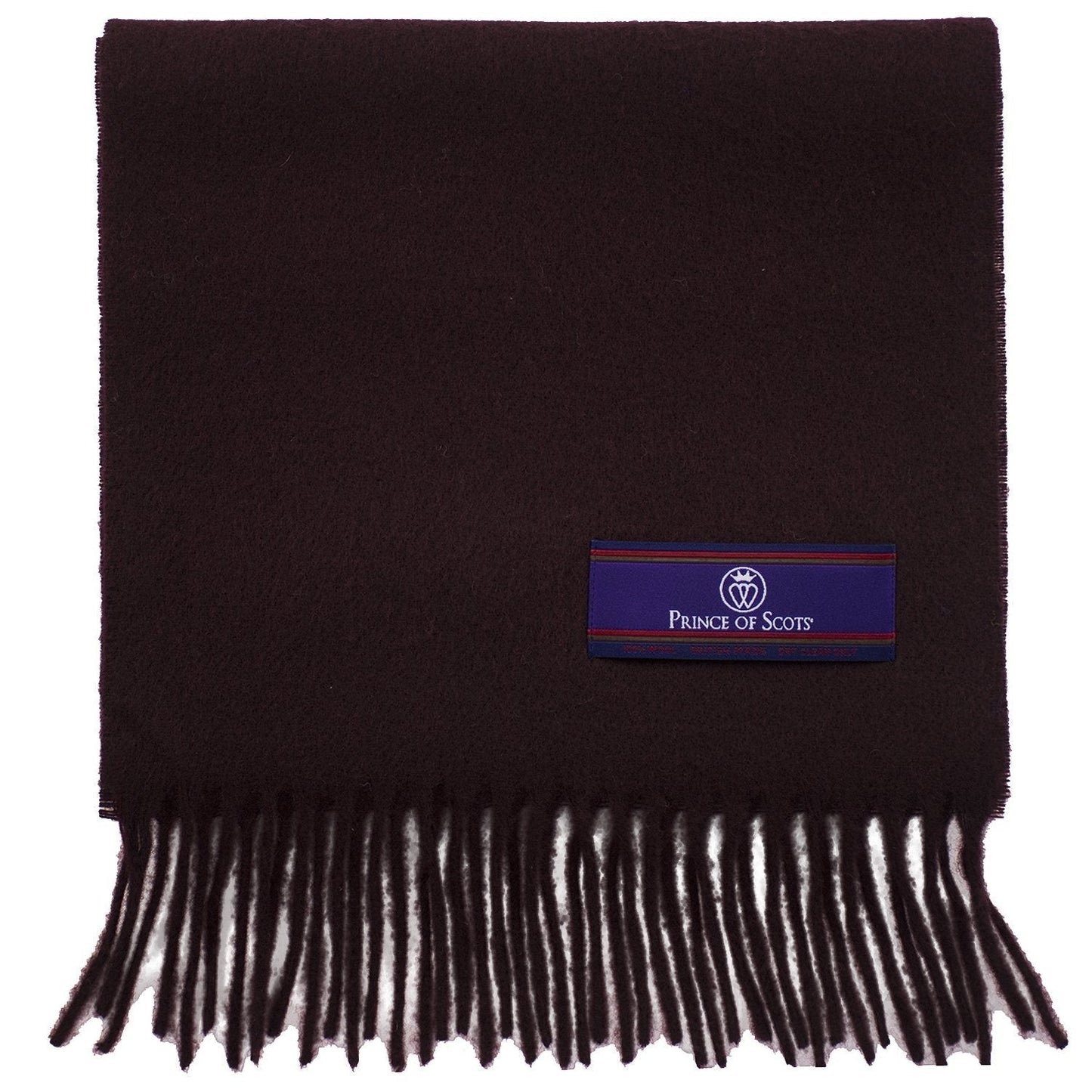 Prince of Scots Fringed Merino Wool Scarf (Merlot)