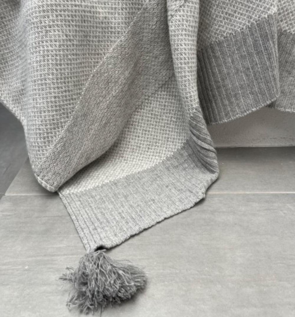 Wool Blended Throw - Grey