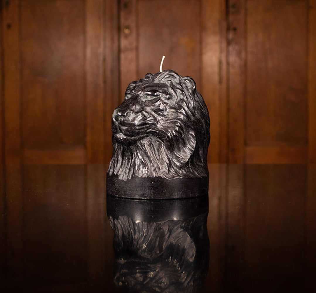 Jet Black Lion Head Candle
