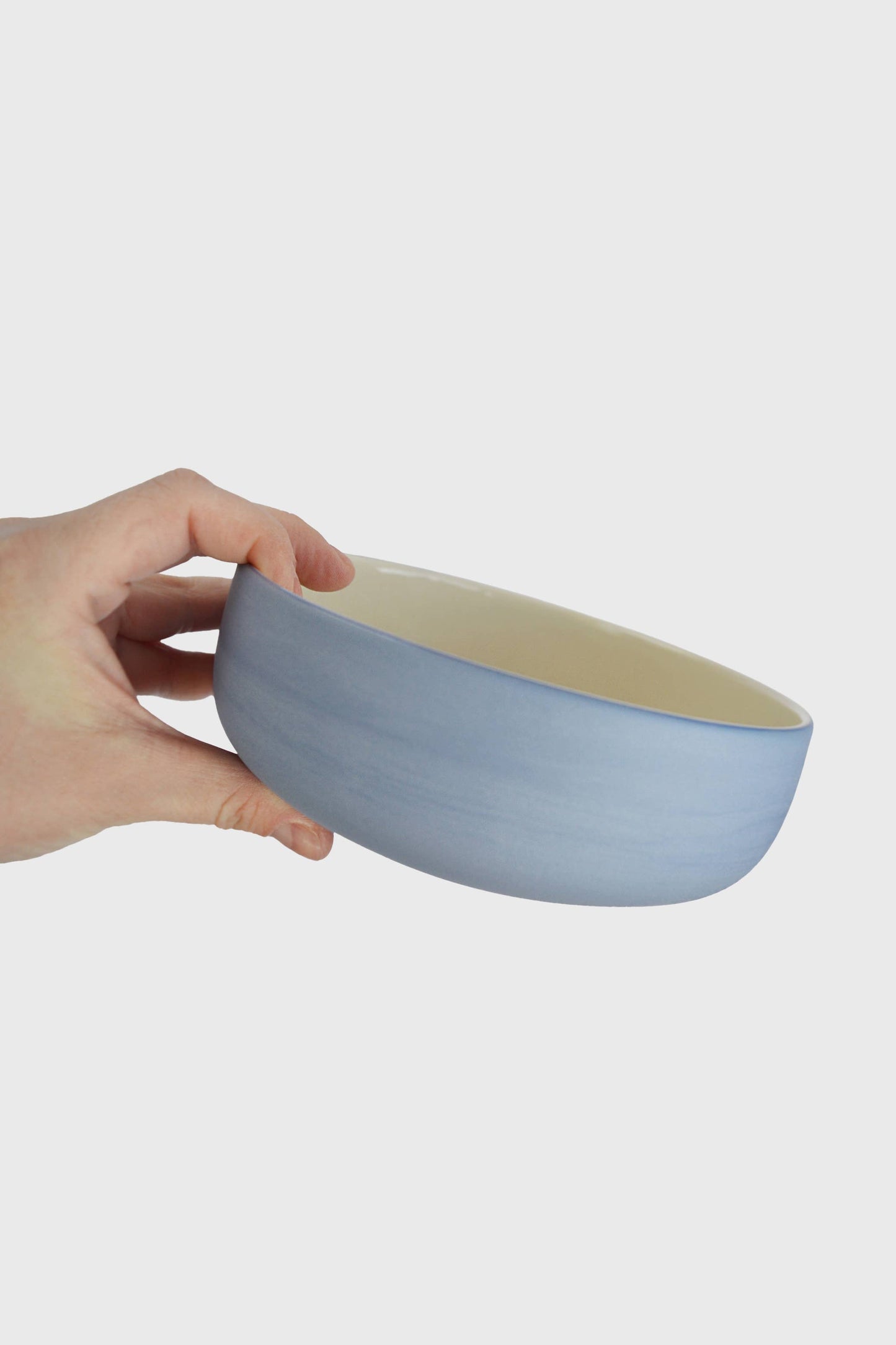 Handmade Porcelain Everyday Bowl. Forget-me-not/Chocolate