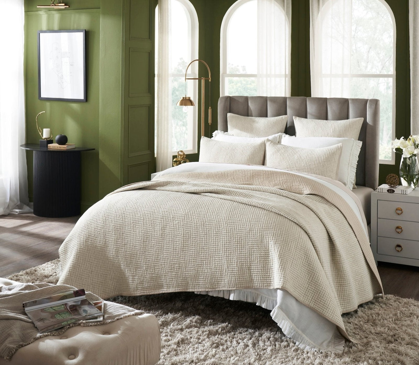 Maze Geometric Linen Coverlet