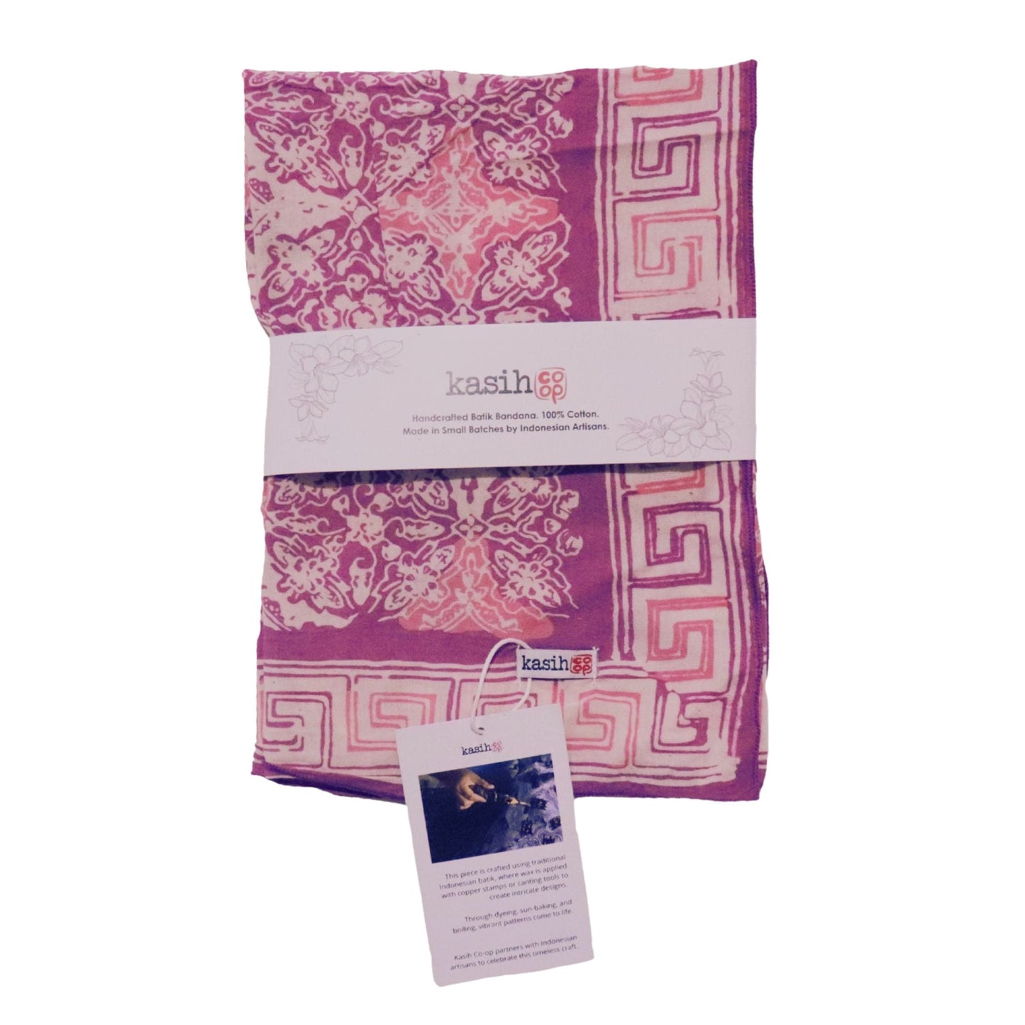 Large 39" Hand Dyed Batik Bandana - Lavender Love