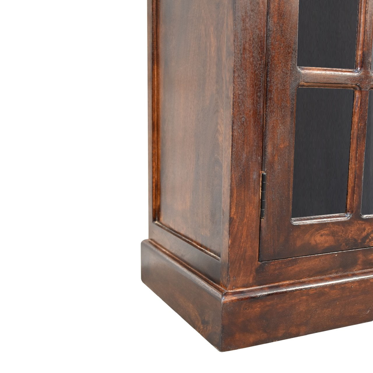 Solid Wood Light Walnut Cabinet with Glazed Doors