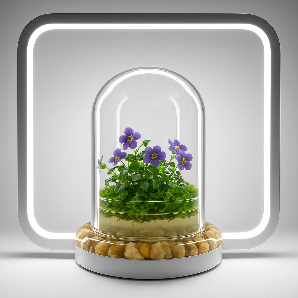 Bloomify Persian Violet lived in Terrarium Jar, real plants, a small oasis of greenery in the city, easy to grow and requiring minimal care, is a source of happiness in the home