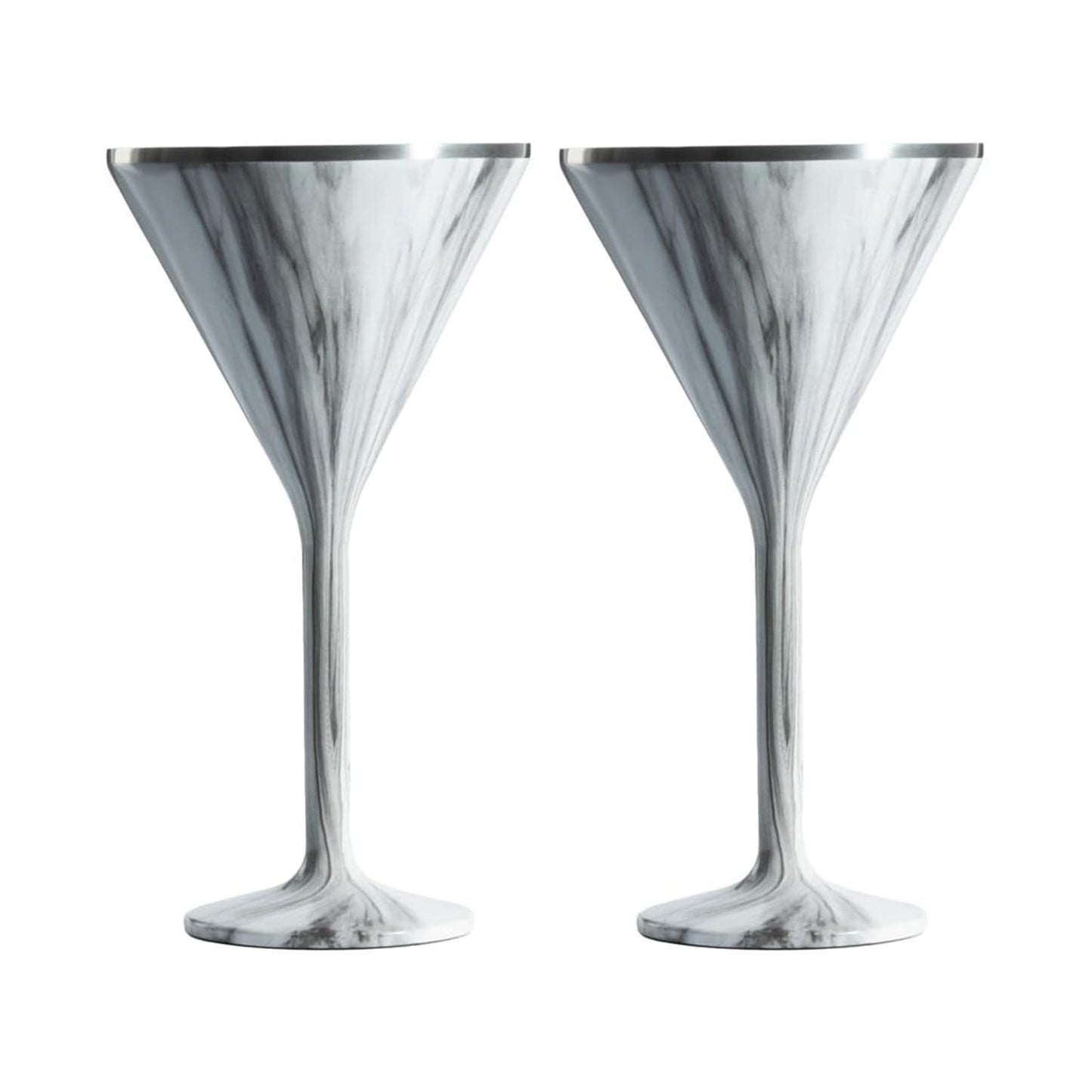 Stainless Steel Stemmed Martini Glass , Set of 2 - Marble