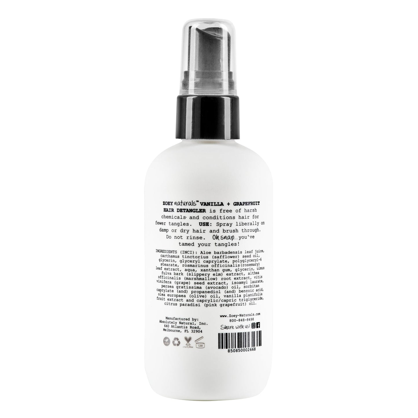 Vanilla + Grapefruit Hair Detangler
