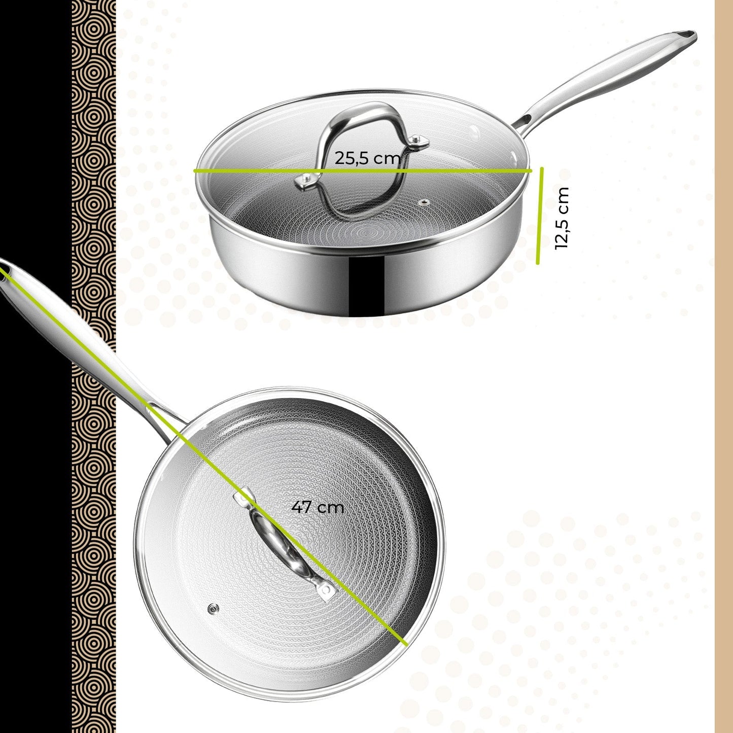 BE | LIVING CIRCLAD Series Sauté Pan with Lid 3 qt / 8.5"/ 24 cm