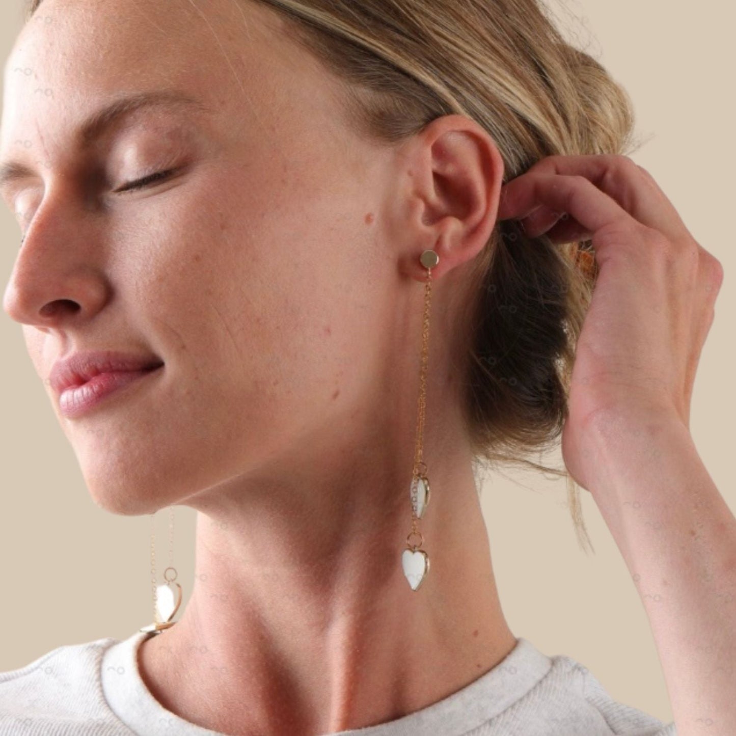 Single Hearted Girl White Heart Earrings | Gold Filled