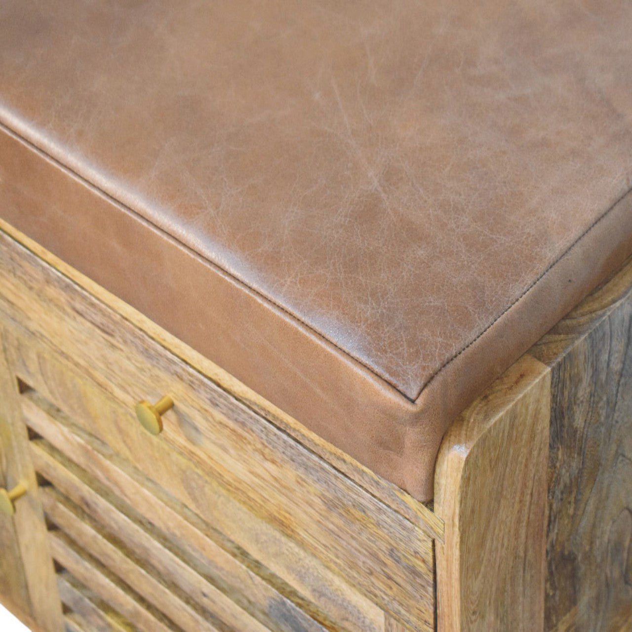 Solid Wood Oakridge Leather Shoe Cabinet