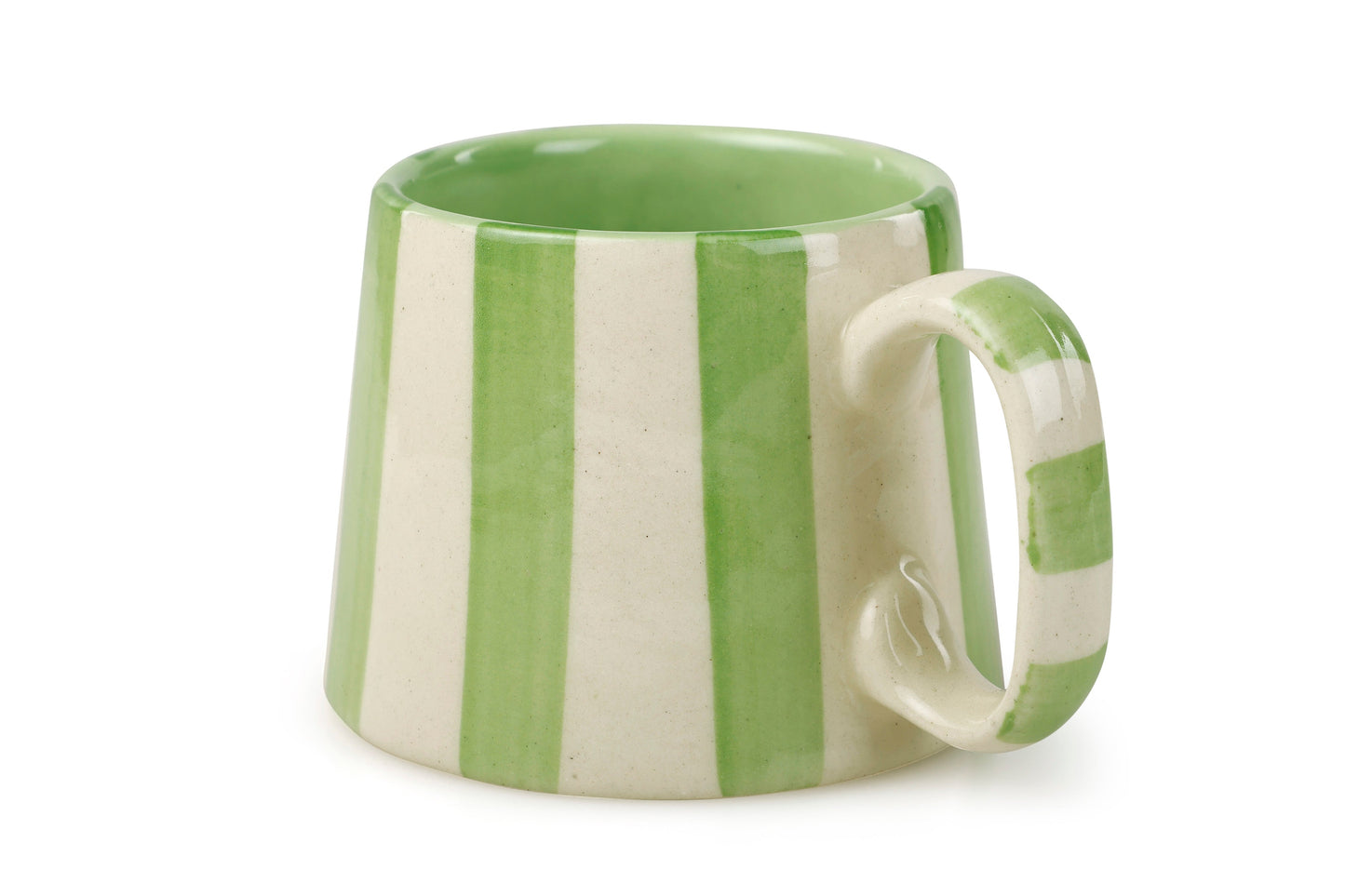 Ceramic Green Stripe  Coffee cup - 3.5 x 2.5 Inches ( Set of 4 )