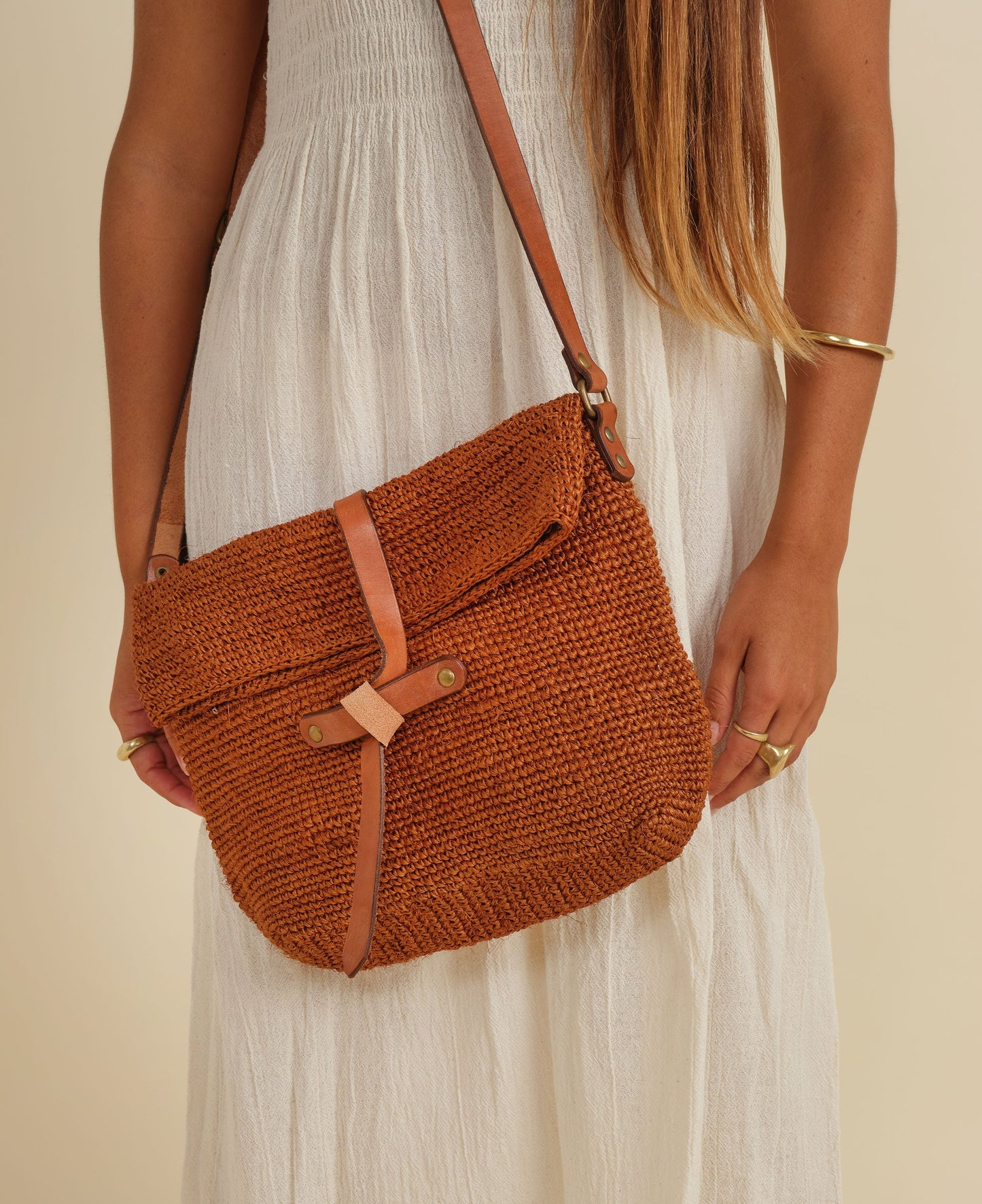 Carmen Woven Crossbody Bag | Orange