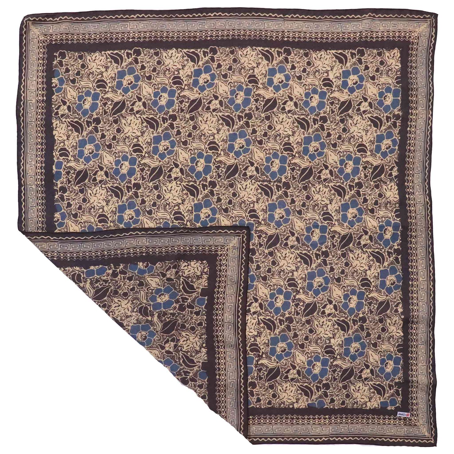 Large 39" Hand Dyed Batik Bandana - Spotted Flowers