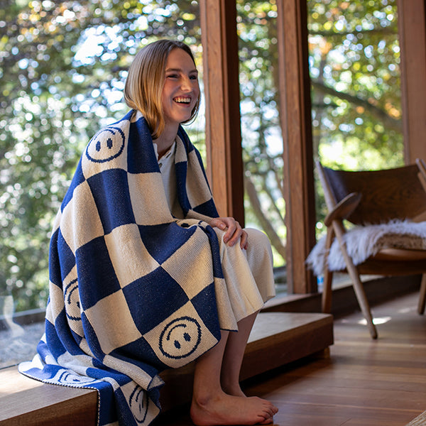 Happy Organic Cotton Knit Throw Blanket