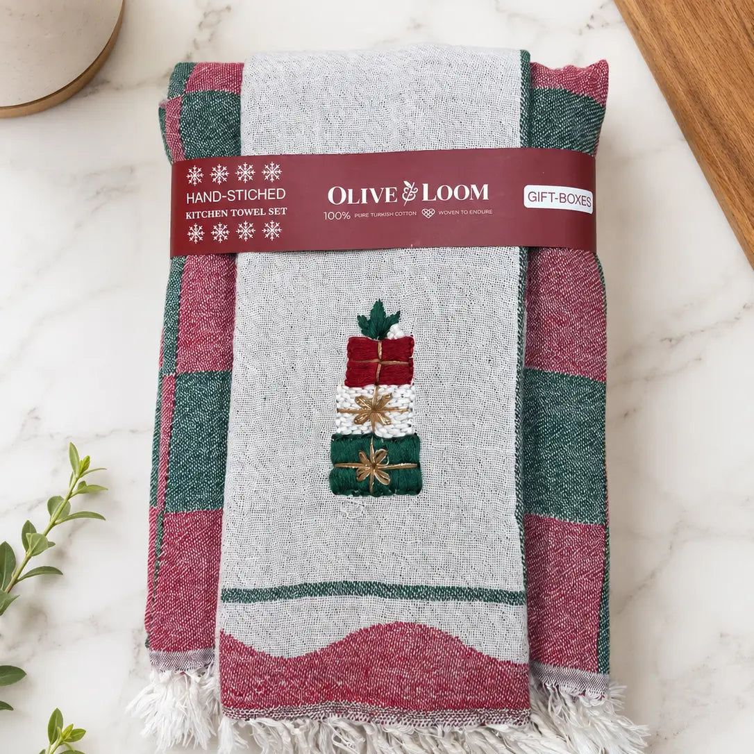 Gift Boxes Hand-Stitched Tea Towel Set