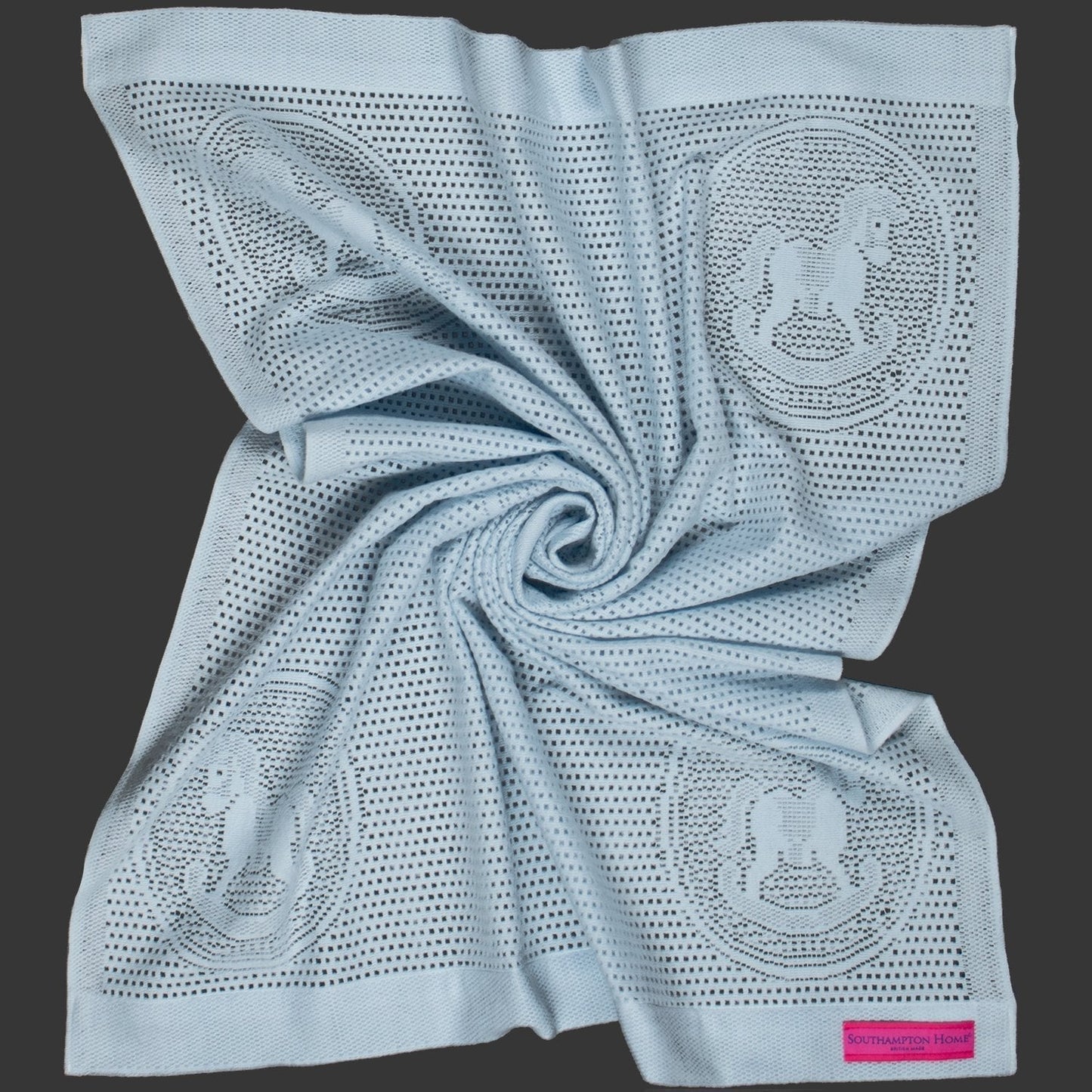Southampton Home Lace Weave Rocking Horse Baby Blanket ~ Blue ~