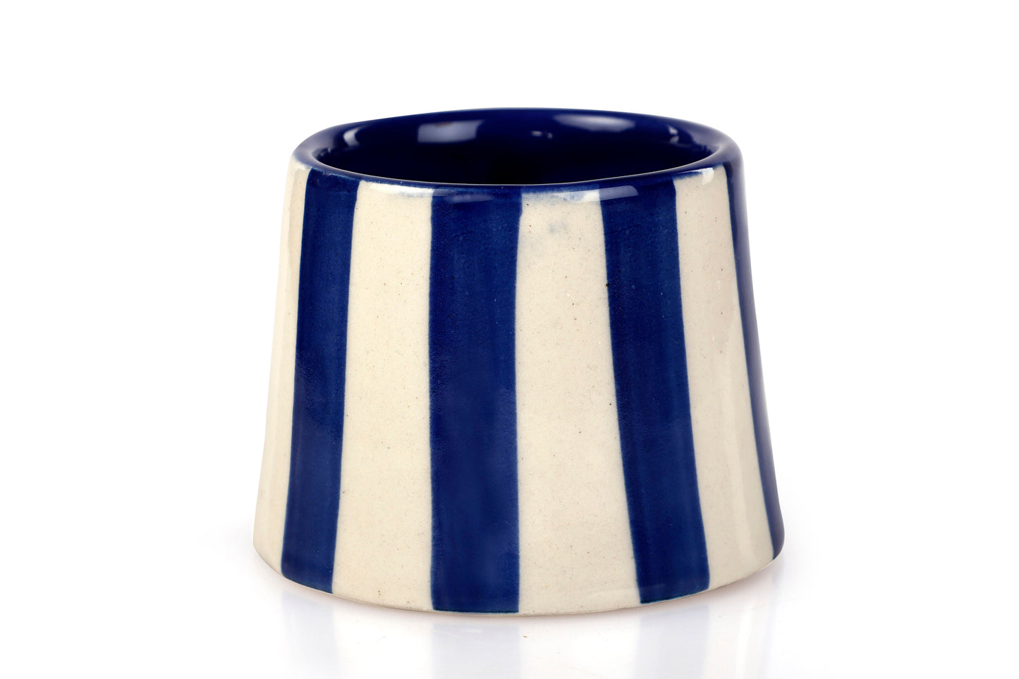 Ceramic Dark Blue Stripe  Coffee cup - 3.5 x 2.5 Inches ( Set of 4 )