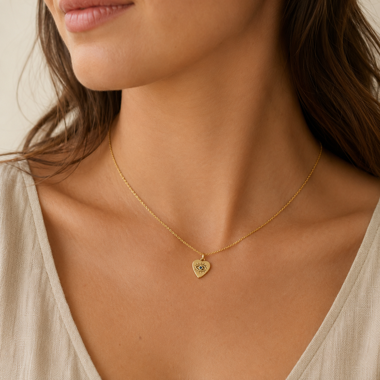 Mini Evil Eye Heart Necklace