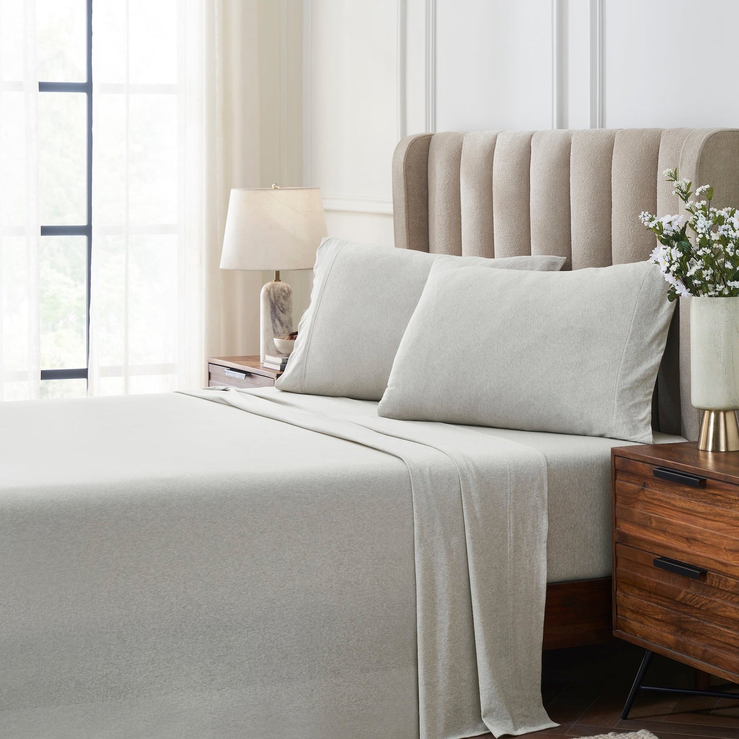 Halston Cotton Melange Jersey Sheet Set