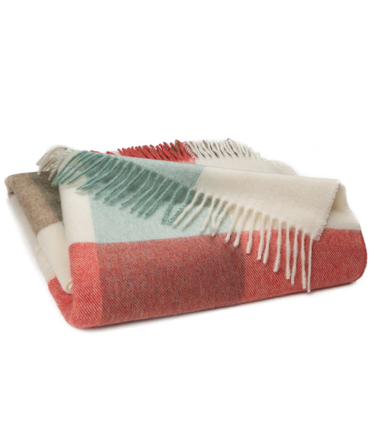 Southampton Home Merino Wool Throw – Block Melon | UK Made