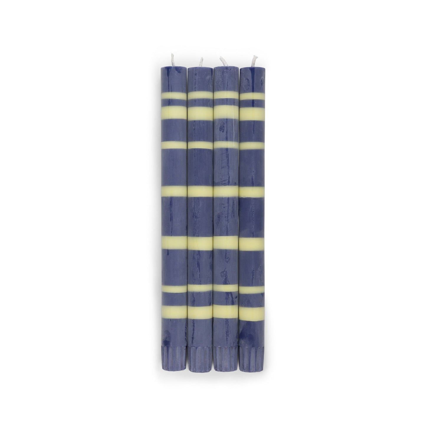 Striped Dinner Candles in Midnight and Jasmine