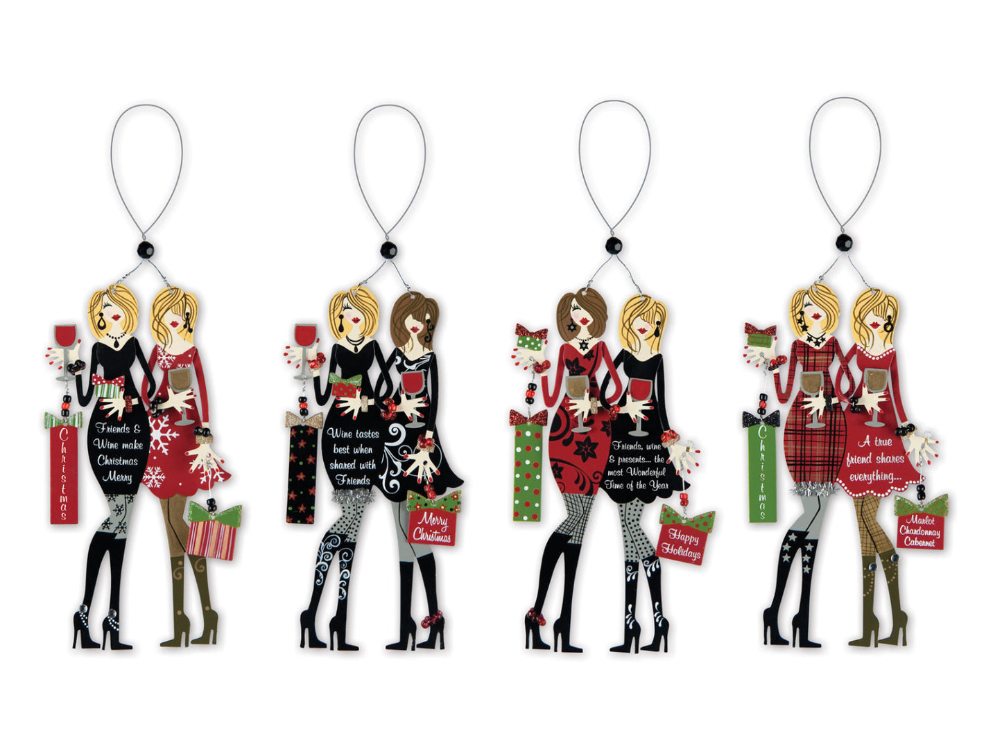Glamorous Girls Night: Fabulous Friends Wine Charm & Magnet - Set of 4