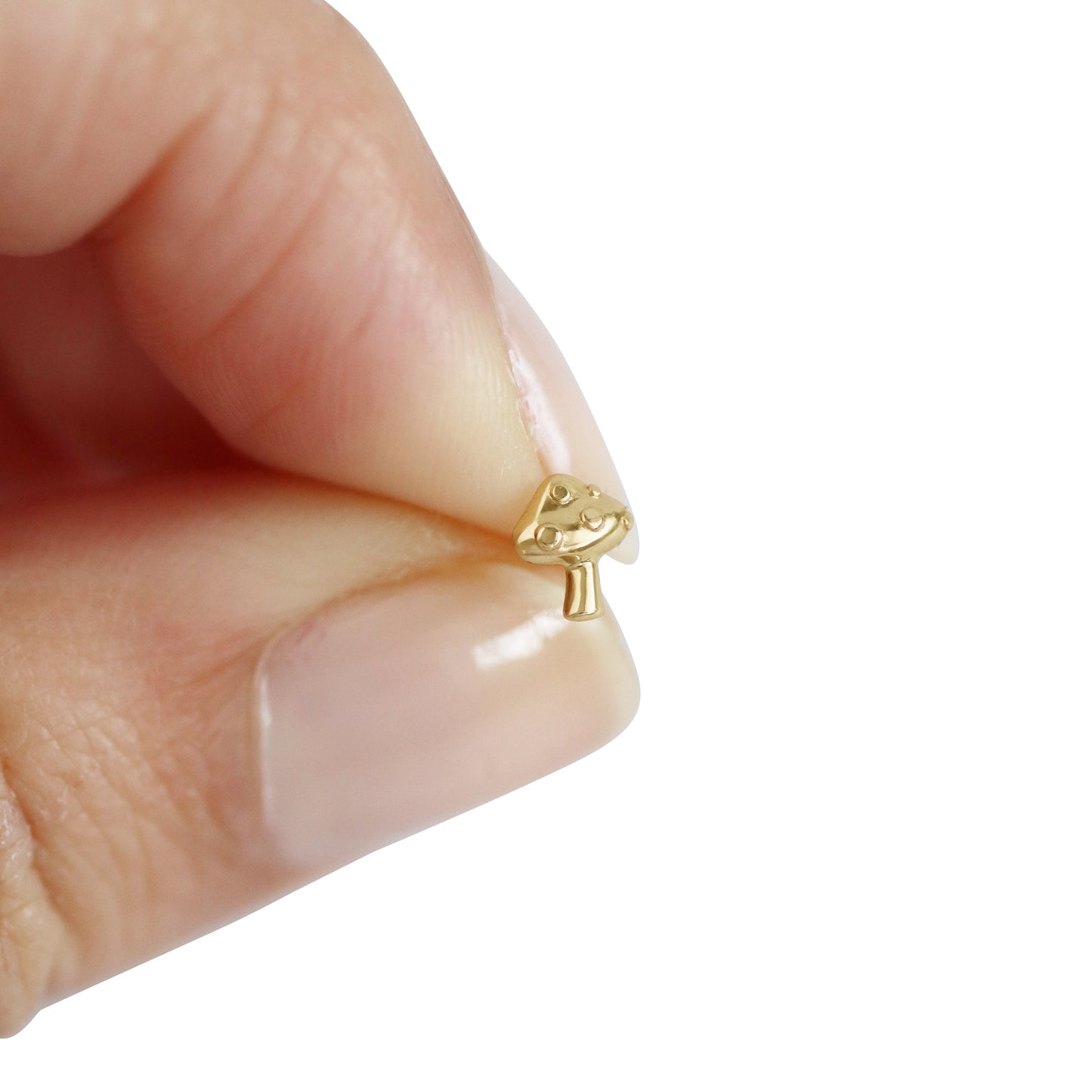 14K Yellow Gold Mushroom Stud